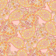 Fototapeta premium Paisley Floral oriental ethnic Pattern. Seamless Vector Ornament. Damask fabric patterns.
