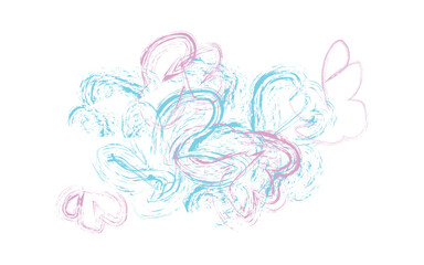 Abstract swirling pastel colors with delicate lines and shapes on a white background.