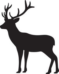 Majestic stag deer silhouette standing tall deer black vector, black and white silhouette vector illustration