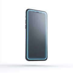 3D icon of modern smartphone with glowing edge on a white background shot