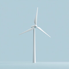 3D icon of wind turbine generating clean energy on a light blue background