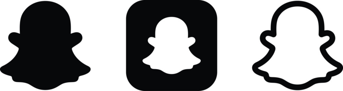 Snapchat ghost logo icon set social media communication app branding
