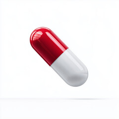3D icon of red and white capsule for health and wellness treatment use