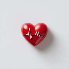Icon of heart health concept with heartbeat line illustration on red heart