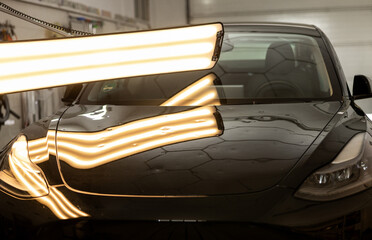 Car in garage ready for Hail Dents removal process