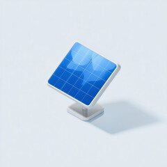 Icon of solar panel model on light blue background for clean energy concept