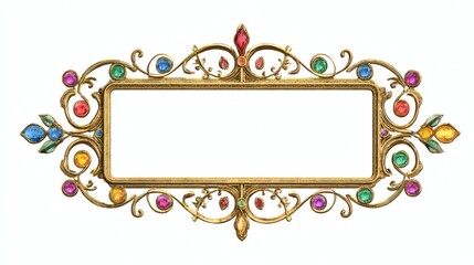 Ornate Vintage Frame with Colorful Gems and Intricate Design