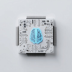 Artificial intelligence brain on a circuit board technology design icon