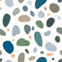 Fototapeta premium Abstract seamless terrazzo pattern. Multicolored stone fragments on light background. Perfect for wallpaper, packaging, fabric, ceramic tiles and modern surface design
