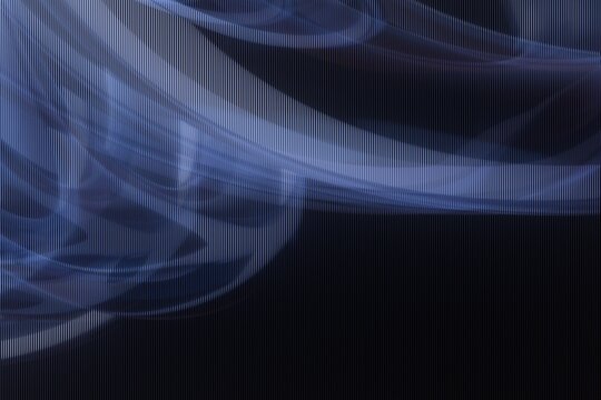 Abstract swirling shapes in soft blue-gray tones on a dark background