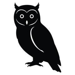 Obraz premium Elegant Owl Silhouette Illustration Isolated on White Background for Design
