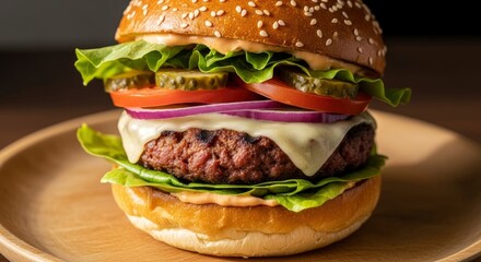 Gourmet hamburger close up