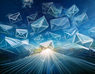 dynamic image of flying envelopes symbolizing digital communication connectivity and correspondence in the modern business world a visual representation of messages in transit
