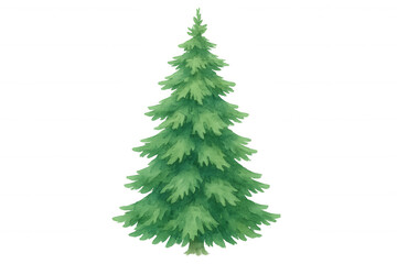 Fototapeta premium Green watercolor fir tree representing winter, christmas, and natural forest themes on transparent background
