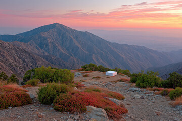 breathtaking mountain sunset hike enhanced with ar technology for weather analysis