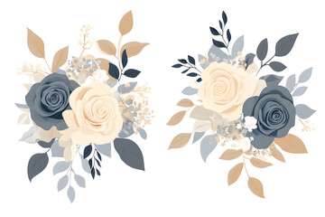 Pink rose and eucalyptus bouquet, watercolor hand painted floral arrangement, elegant botanical cluster for wedding, card, invitation or romantic decor

