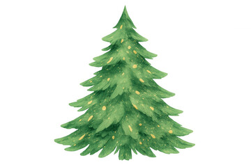 Fototapeta premium Christmas tree decorating abstract watercolor icon. Green evergreen creating festive holiday spirit, transparent background