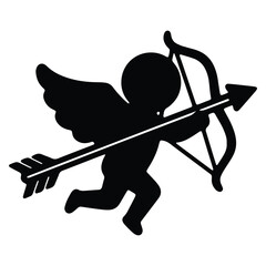 Fototapeta premium Silhouette of Cupid with Bow and Arrow Valentines Day Concept