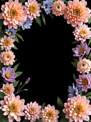 Obraz premium フレーム, 額縁, 枠, 飾り, 便箋, 飾り枠, 飾り罫, 縁, 縁飾り, フォトフレーム, デコレーション, カード, メッセージカード, お祝い, 母の日, 父の日, イベントカード, 敬老の日, 感謝, 招待状、レター, 花, はな, フラワー, フローラル, デザイン, イラスト, 背景, バレンタイン, 告白, ホワイトデー, 広告, 自然, 春, 植物, 葉, 緑, 薔薇, バラ, 