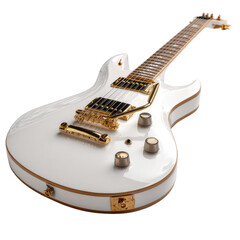 Pearl White Electric Guitar on Transparent Background
