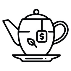 Obraz premium Teapot illustration with money tag signifying financial or business prosperity