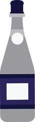 Obraz premium Minimalist grey and blue champagne bottle illustration with a dark blue foil cap and blank white labels.