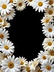 Obraz premium フレーム, 枠, 額縁, 装飾, 飾り, フォトフレーム, 周り, はな, フラワー, 花, 自然, 植物, 招待状, メッセージカード, イベント, 結婚式, お祝い, バレンタイン, ホワイトデー, 母の日, ギフト, プレゼント, 父の日, 敬老の日, 感謝, 春, カモミール, フローラル, 咲く, 黄色, カード, デコレーション, イラスト, デザイン, 植物, デイジー、白、ホワイト