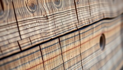Fototapeta premium Close-up of aged oak barrel staves, showing texture and wood grain, photography, aged wood