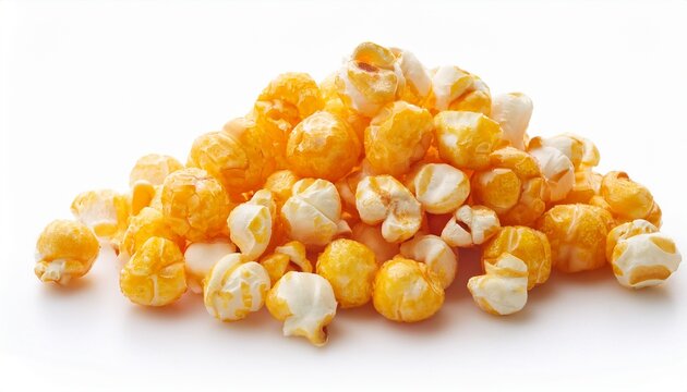 puffed corn kernels popcorn isoated on white background