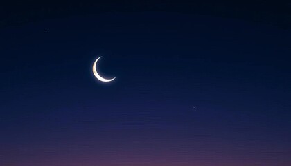 Crescent moon and Venus shining brightly together in night sky, universe, beautiful