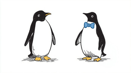 Obraz premium two penguins on a white background