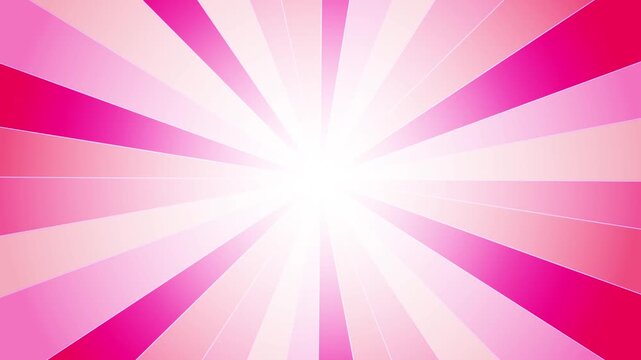 Pink rays background. Vintage pink ray whirl: looped retro fuchsia burst animation. A looping animation of light pink rays rotating on a purple background. 