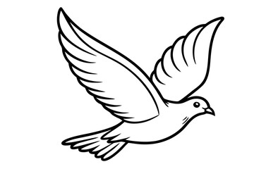Obraz premium Elegant line art vector illustration of a dove bird in flight seamless scalable eps graphics