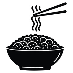 Delicious noodle bowl with chopsticks ready to eat meal