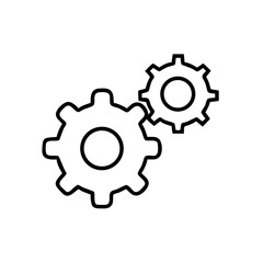 Fototapeta premium Two interlocking gears in a minimalist black and white design 