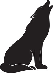 Wolf animal silhouette vector, black and white silhouette vector illustration