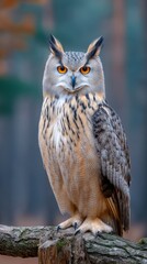Fototapeta premium Preserving Our Cultural Heritage Through the Majestic Presence of Nature's Creatures: An Owl on a Branch