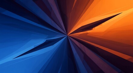 Abstract spectrum emanating from a central point, two color sections