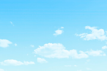 Blue pastel sky with white fluffy cloud. Cumulus clouds background. Cloudscape morning sky. The concepts of freedom of life, never give up and positive though energy.
