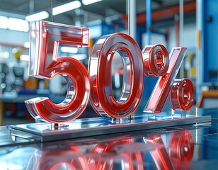 3D rendered 50% discount sign