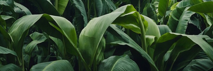 Obraz premium Lush Green Cornfield with Tall Stalks and Broad Leaves in Natural Light