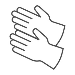 Engineer rubber gloves thin line icon, safety workwear concept. Vector graphics. Gloves pair for electrician, protective sign on white background, outline style icon for mobile or web design.