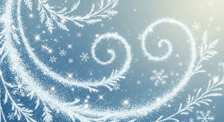 Sparkling Swirls of Frost and Snowflakes Adorn a Winter Sky