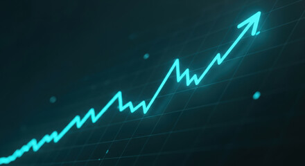 Fototapeta premium Illuminating Growth A Dynamic Chart Displaying Upward Trends and Market Momentum with a Neon Glow on a Dark Background, Signifying Financial Success and Investment Opportunities