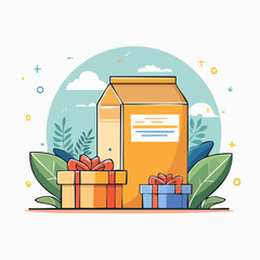 Gift Package with Presents in a Pastoral Setting