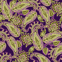 Seamless pattern based on traditional Asian elements Paisley. Traditional colorful seamless paisley vector pattern. Pattern for textile design or fabrics. Fashionable delicate design