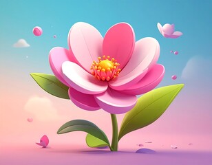 3D stylized pink flower