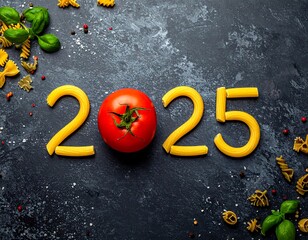 2025 formed by pasta, with tomato