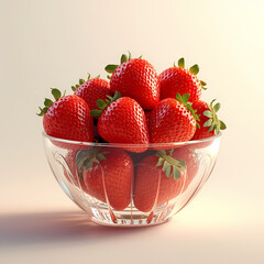 Strawberry Bowl: A close-up shot of a crystal bowl filled with luscious, vibrant red strawberries, a symbol of freshness and natural sweetness.