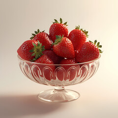 Bowl of Lush Strawberries: A close-up studio shot presents a crystal bowl overflowing with vibrant, ripe strawberries. The scene highlights the freshness and deliciousness of this beloved fruit.